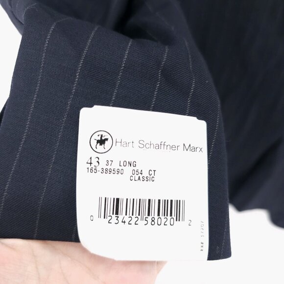 Hart Schaffner Marx "Gold" Navy Blue Pinstripe Blazer Suit Jacket Size 43 LONG - Picture 5 of 11